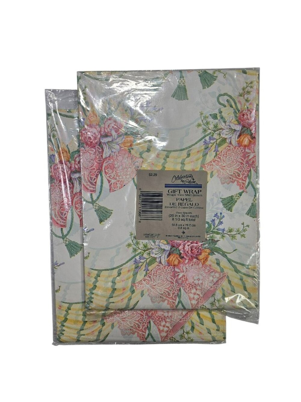 Celebrations By Gibson Set of 2 Vintage Wedding Bells Gift Wrap 4 Sheets 20x30"
